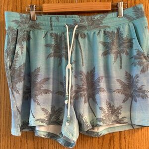 P.J. Salvage Teal Palm Print Shorts